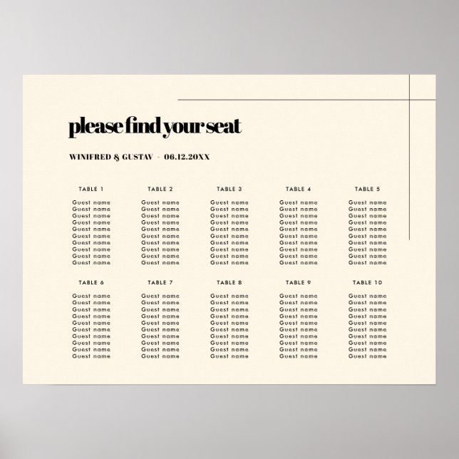 Einfache elegante und schicke Hochzeitskarte Poster (Vorne)