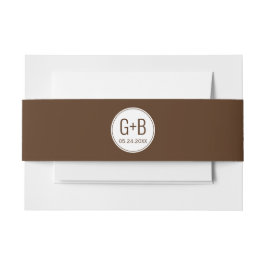 Einfache, elegante und weiße Initialen Hochzeit Einladungsbanderole