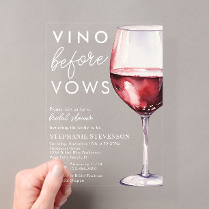 Einfache Elegante Vino vor Vows Brautparty Acryleinladungen