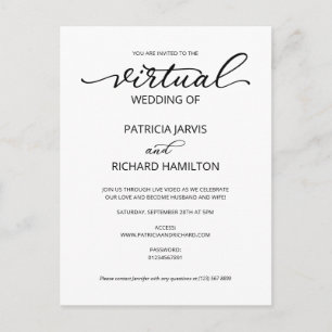 Einfache elegante virtuelle Hochzeitseinladung Postkarte