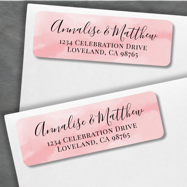 Einfache Elegante Wasserfarbe Rosa Rücksendeadress (Simple Elegant Watercolor Pink Return Address label )
