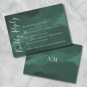 Einfache elegante Watercolor Green Wedding RSVP Ca Einladung