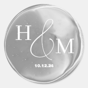 Einfache Elegante Wax Siegel Mit Monogramm Hochzei Runder Aufkleber