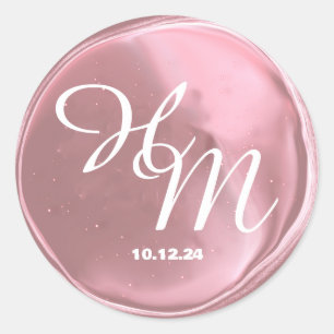 Einfache Elegante Wax Siegel Mit Monogramm Hochzei Runder Aufkleber