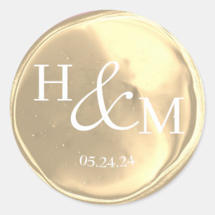 Einfache Elegante Wax Siegel Mit Monogramm Hochzei Runder Aufkleber
