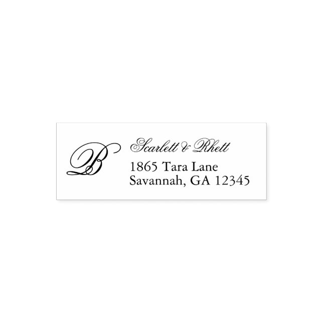 Einfache elegante Wedding Couple Monogram-Adresse Permastempel (Design)