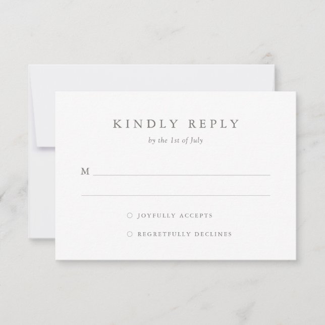 Einfache Elegante Wedding RSVP Karte (Vorderseite)