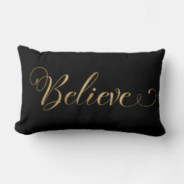 Einfache Elegante Weihnachten glauben Gold Black Lendenkissen