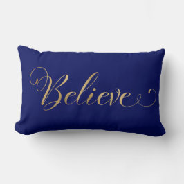 Einfache Elegante Weihnachten glauben Gold Navy Bl Lendenkissen