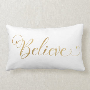 Einfache Elegante Weihnachten glauben Gold White Lendenkissen