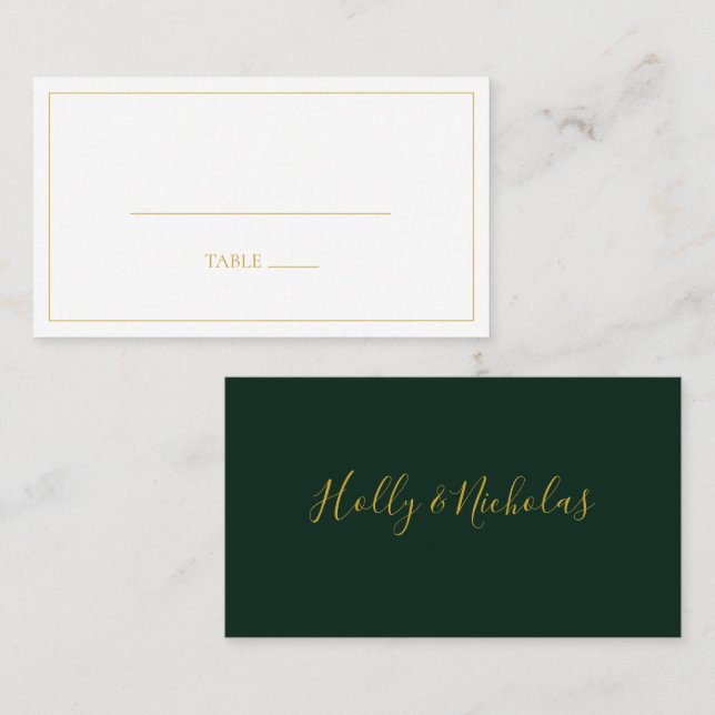 Einfache Elegante Weihnachten | Hochzeit mit Grüne Platzkarte (Vorne/Hinten)