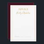 Einfache Elegante Weihnachten | Red Wedding Advice Hinweiskarte<br><div class="desc">Dieses schlichte Weihnachtsfest | Rote Hochzeitsratenkarte ist perfekt für Ihre minimalistische moderne Winterhochzeit. Die klassische Luxus-Kalligraphie aus Gold, die traditionelle rote Kalligrafie, die alle von einem minimalen Rahmen gesäumt sind, vervollständigt das bunte Ambiente, das Sie suchen. Sie können mit Ihren eigenen Fotos oder Grafiken personalisieren oder sie behalten, wie es...</div>