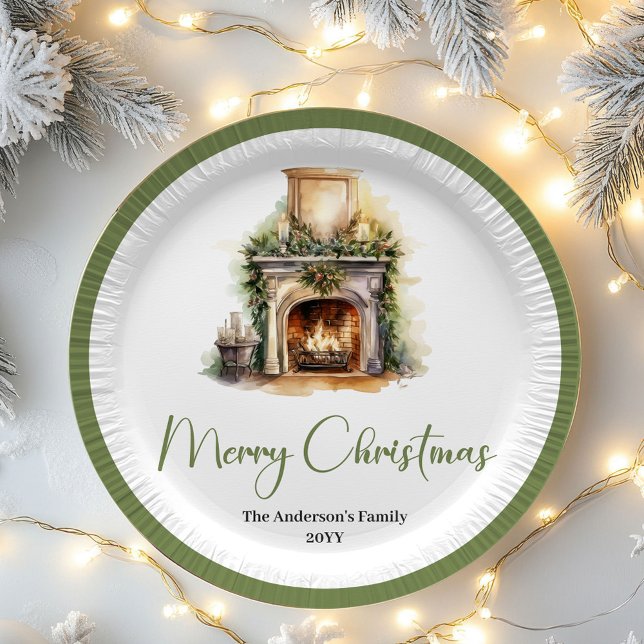 Einfache elegante Weihnachts-Papier-Teller mit ind Pappteller (Simple Elegant Christmas Custom Name Paper Plates)