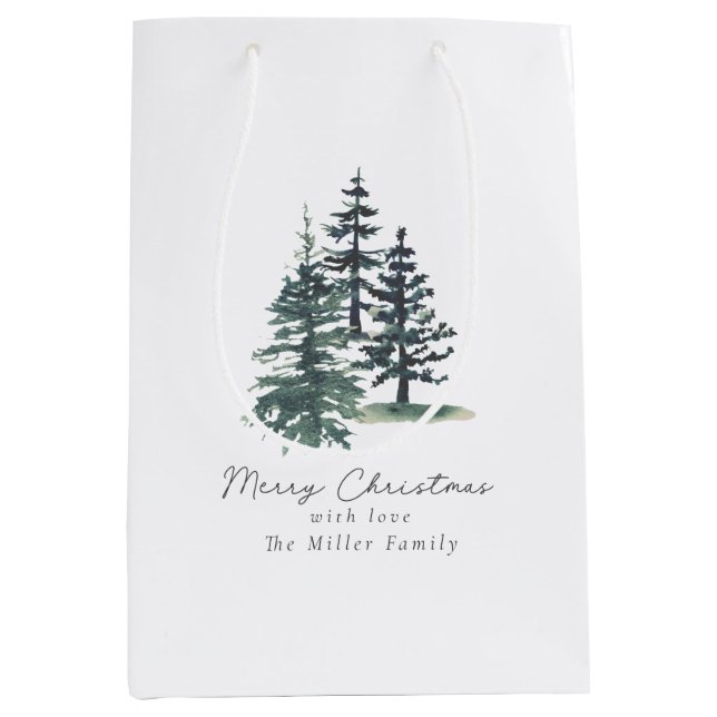 Einfache Elegante Weihnachtsbaum | Kiefernbaum Mittlere Geschenktüte (Vorderseite)