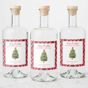 Einfache Elegante Weihnachtsbaume Alkoholflaschenetikett