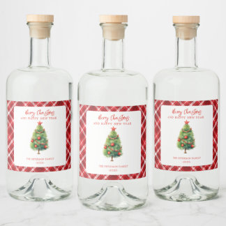 Einfache Elegante Weihnachtsbaume Alkoholflaschenetikett