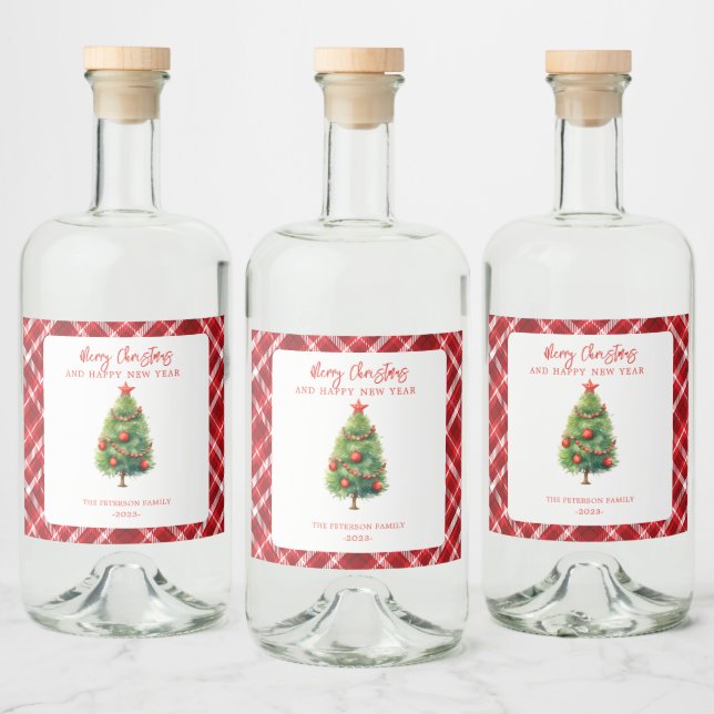 Einfache Elegante Weihnachtsbaume Alkoholflaschenetikett (Flaschen)