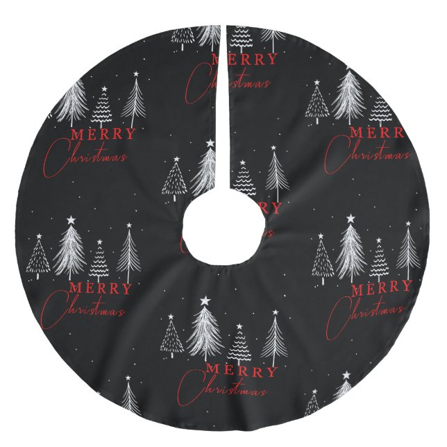 Einfache Elegante Weihnachtsbaume | Schwarz Polyester Weihnachtsbaumdecke (Vorderseite)