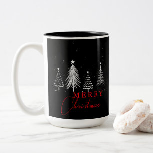Einfache Elegante Weihnachtsbaume Schwarz Zweifarbige Tasse