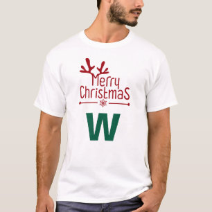 Einfache Elegante Weihnachtsfamilie Mit Monogramm T-Shirt