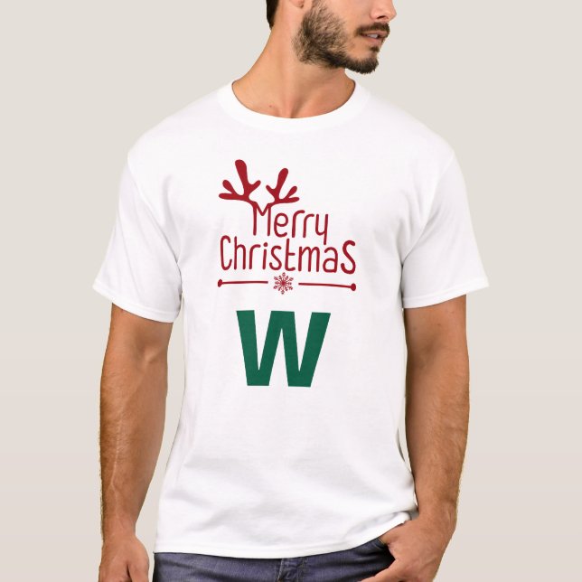 Einfache Elegante Weihnachtsfamilie Mit Monogramm  T-Shirt (Vorderseite)