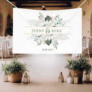 Einfache, elegante weiße Blume Banner