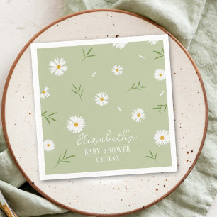 Einfache elegante weiße Gänseblümchen-Baby-Party Serviette