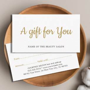 Einfache elegante weiße Geschenkkarte mit falschem Hinweiskarte