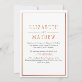 Einfache, elegante weiße Kupfer Orange Moderne Hoc Einladung