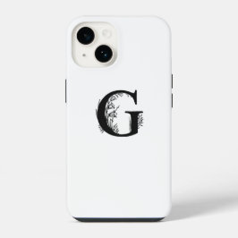 EINFACHE ELEGANTE WEISSE MONOGRAMM SCHREIBEN G DES iPhone 14 HÜLLE