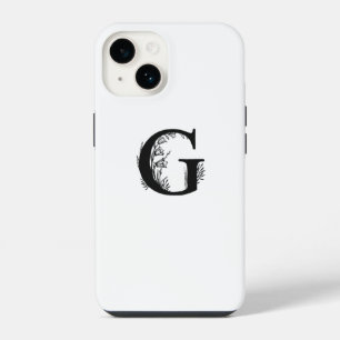 EINFACHE ELEGANTE WEISSE MONOGRAMM SCHREIBEN G DES iPhone 14 HÜLLE