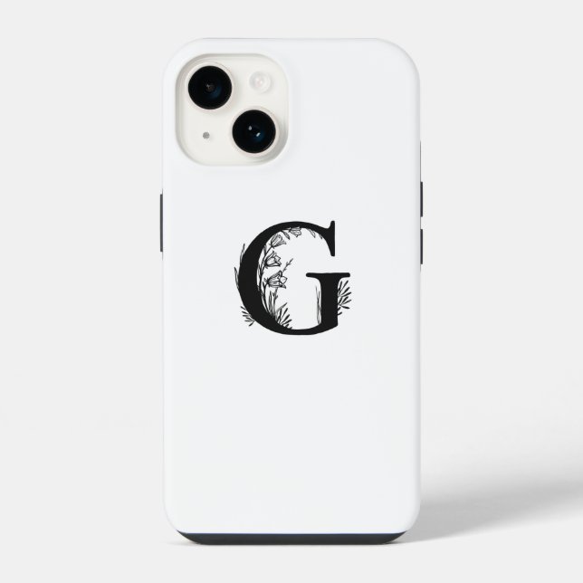 EINFACHE ELEGANTE WEISSE MONOGRAMM SCHREIBEN G DES iPhone 14 HÜLLE (Rückseite)