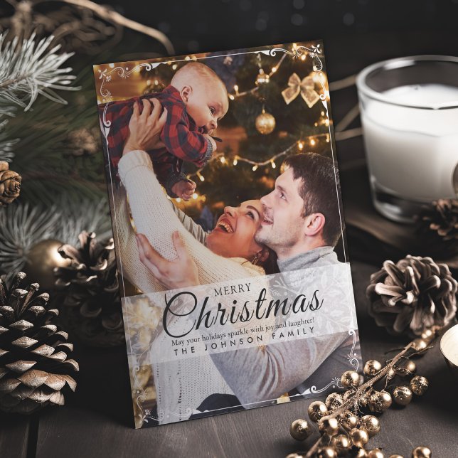 Einfache Elegante Weiße Rahmen Foto Weihnachten (Von Creator hochgeladen)