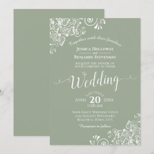 Einfache elegante weiße Spitzen auf der Grünen Hoc Einladung