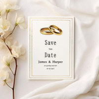 Einfache elegante weiße und goldene Ringe Save the