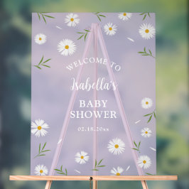 Einfache elegante White Daisies Baby Dusche Empfan Acrylschild