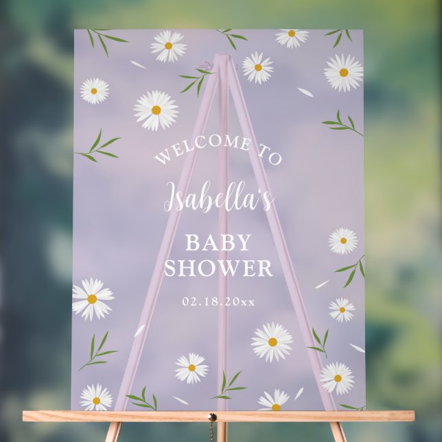 Einfache elegante White Daisies Baby Dusche Empfan Acrylschild (Neutral)