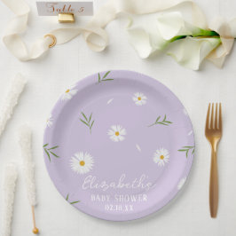 Einfache elegante White Daisies Baby Dusche Pappteller