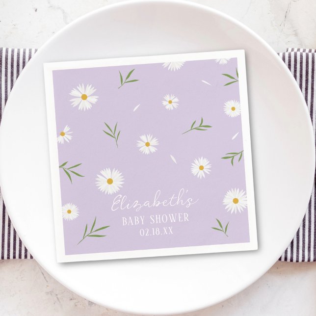 Einfache elegante White Daisies Baby Dusche Serviette (Von Creator hochgeladen)