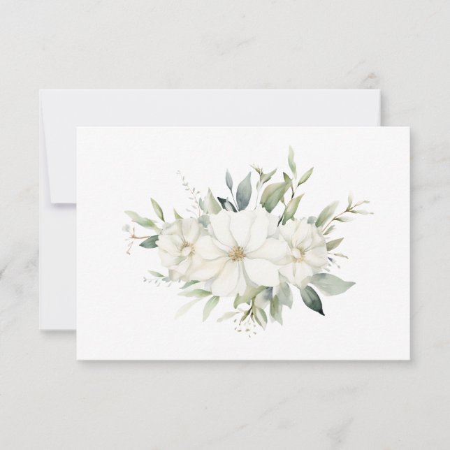 Einfache Elegante White Floral Bouquet Wohnung Mitteilungskarte (Vorderseite)