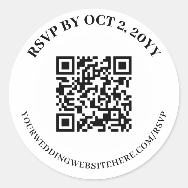 Einfache Elegante White UAWG Online QR Code Runder Aufkleber (Vorderseite)