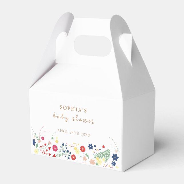 Einfache Elegante Wildblume Babydusche Geschenkschachtel (Vorderseite)
