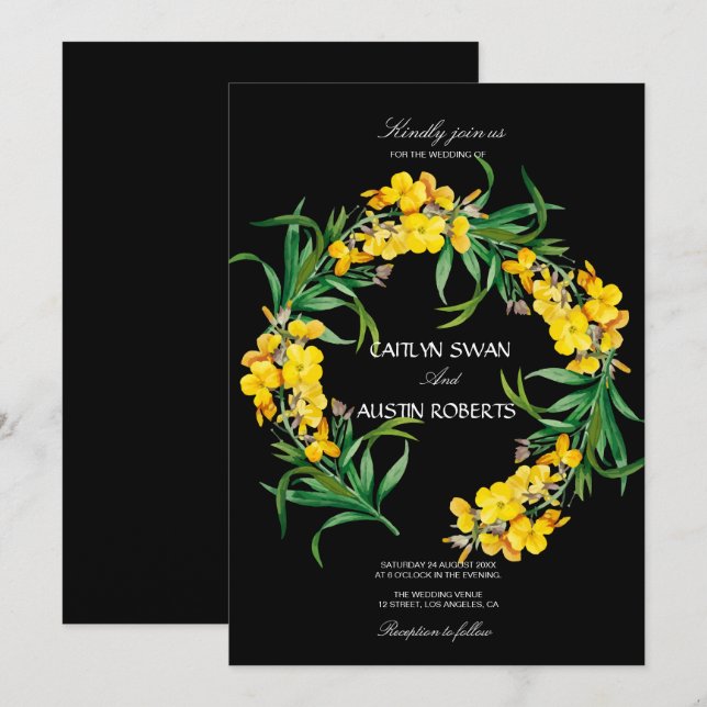 Einfache Elegante Wildblume Einladung (Vorne/Hinten)