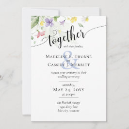 Einfache elegante Wildblumen Boho Wedding Einladung