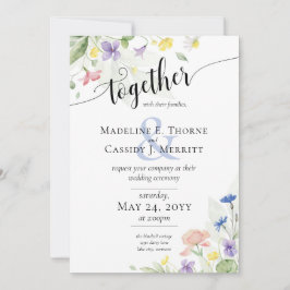 Einfache elegante Wildblumen Boho Wedding Einladung