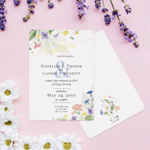 Einfache elegante Wildblumen Boho Wedding Folieneinladung
