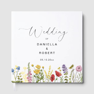 Einfache Elegante Wildblumen-Hochzeit Gästebuch