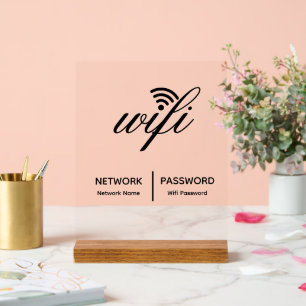 Einfache elegante WLAN-Netzwerk-Passwort-Info Weiß Acrylschild
