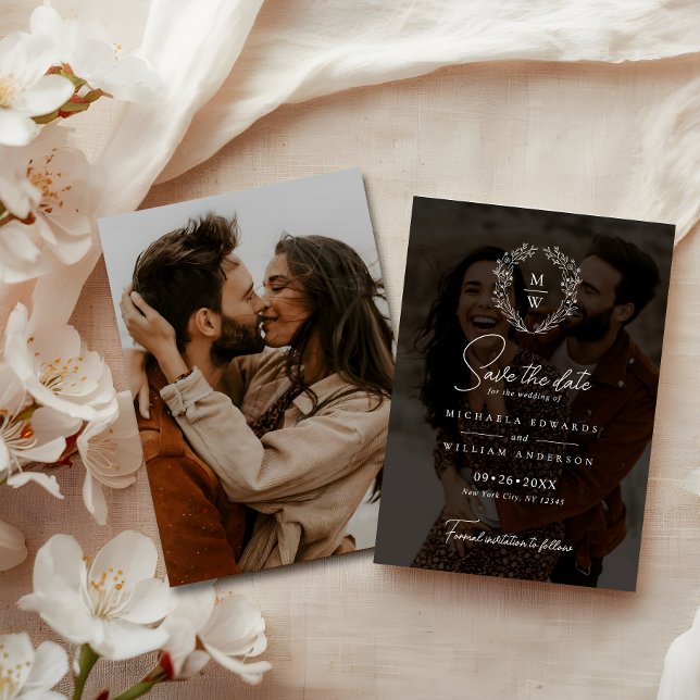 Einfache, elegante Wraath-Hochzeit mit 2 Fotos Tex Save The Date (Von Creator hochgeladen)
