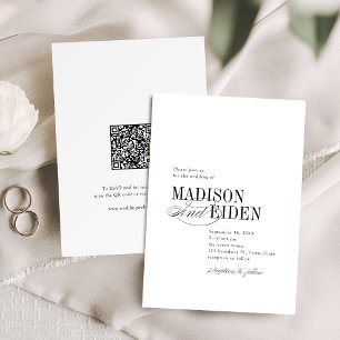 Einfache elegante zeitlose Typografie QR-Code Hoch Einladung